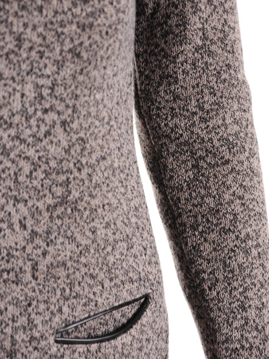 Elegancki sweter damski rozpinany na zamek – prosty krój ze wstawkami z ekoskóry 38977