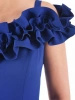 Elegancka chabrowa sukienka maxi z rozcięciem – prosty fason na wesele i wyjścia 39943