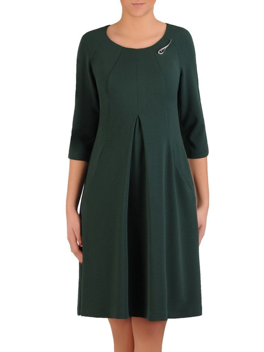 Sukienka damska 19103, zielona kreacja w luźnym fasonie z kieszeniami.