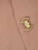 Elegancki garnitur damski na wesele cappuccino – prosty fason ze spodniami i paskiem 41906