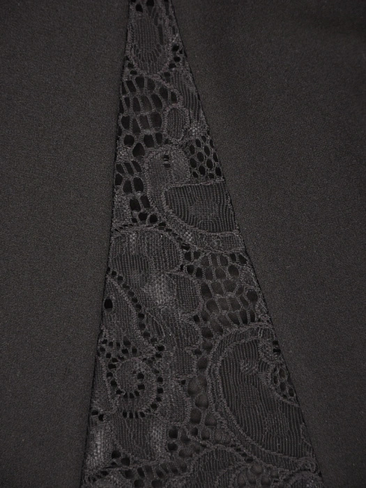 Elegancka czarna spódnica trapezowa midi – tuszuje biodra, z elastyczną gumką i koronką 41995