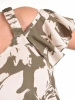 Elegancka sukienka trapezowa maxi w kwiaty khaki – wiskozowy model z paskiem modelującym talię 42085