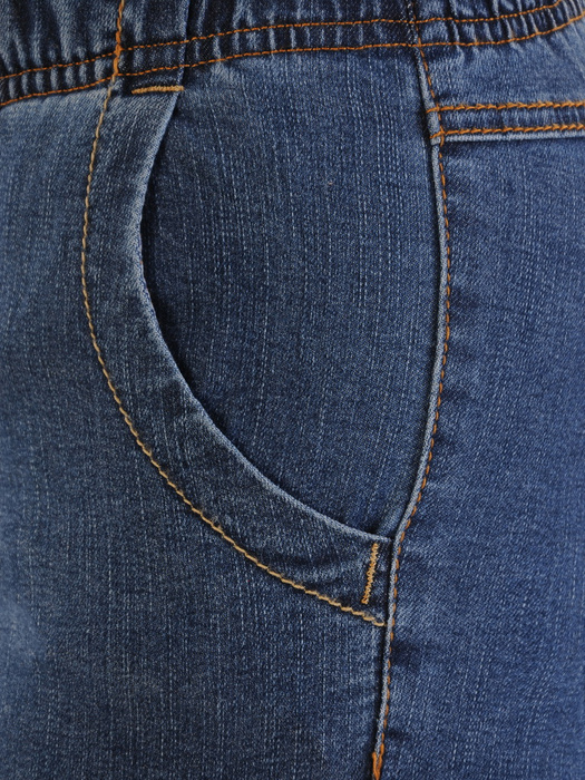 Dżinsowe spodnie damskie z gumą w pasie 34898