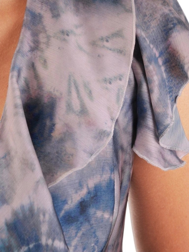 Wzorzysta sukienka rozkloszowana midi z paskiem – kobiecy krój z asymetrycznym dołem i kieszeniami 21714