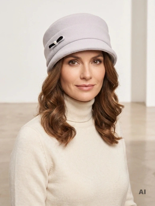 Elegancki kapelusz damski zimowy cloche – regulowany fason z krótkim rondem 42440