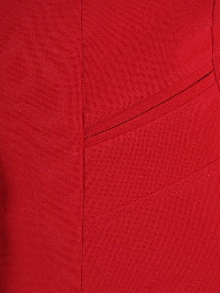 Elegancki czerwony garnitur damski z żakietem i spodniami – modelujący sylwetkę fason z kantem 24858