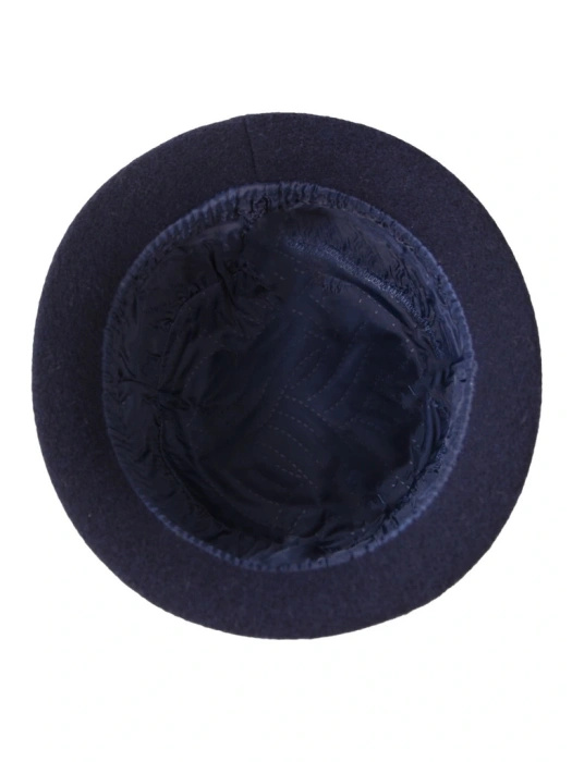 Elegancki kapelusz damski zimowy cloche granatowy – ocieplany fason z wywiniętym rondem 42450