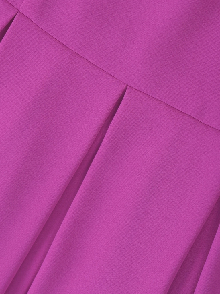 Elegancka sukienka koktajlowa fuksja midi – rozkloszowany dół z paskiem w talii 39988