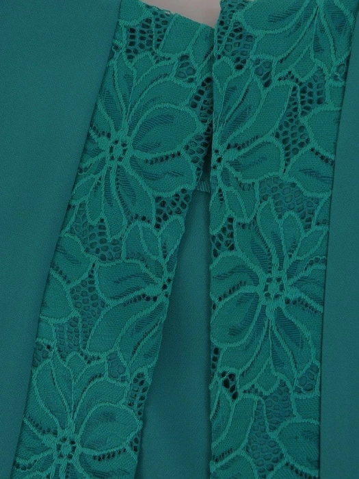 Elegancki komplet damski na wesele szmaragdowy – prosty fason maskujący biodra 21334
