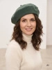 Elegancki beret damski wełniany w odcieniu khaki – francuski fason z antenką zapewniający ciepło 40873