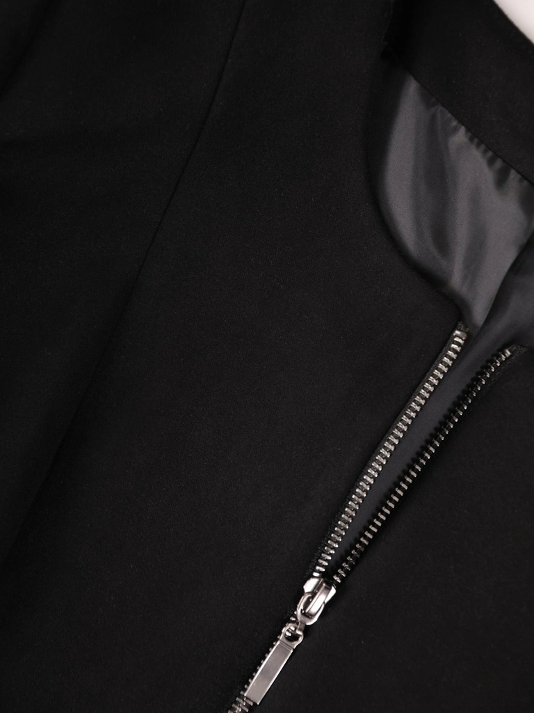 Elegancka czarna kurtka jesienna o prostym fasonie – komfortowy model na suwak do miejskich stylizacji 38778