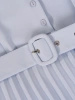 Błękitna sukienka rozkloszowana midi z paskiem – elegancki fason bez rękawów na lato 41406