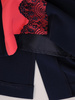 Granatowy kostium damski, wizytowy komplet z koronkową wstawką 23138
