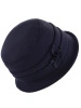 Elegancki kapelusz damski zimowy cloche granatowy – ciepły model z biżuteryjną ozdobą 40920