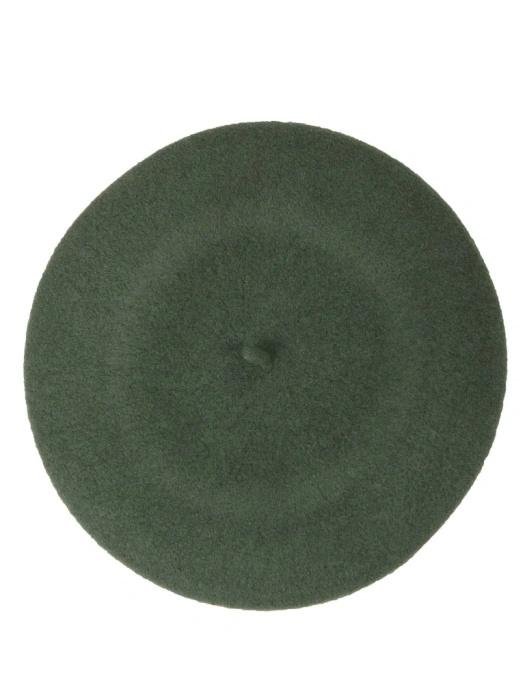 Elegancki beret damski wełniany w odcieniu khaki – francuski fason z antenką zapewniający ciepło 40873