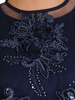 Elegancka sukienka z koronkowym bolerkiem 19366, granatowa kreacja na wesele.