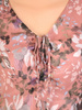 Luźna sukienka z szyfonu, kreacja z ozdobnym wiązaniem na dekolcie 30714