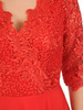Kopertowa sukienka maxi, czerwona kreacja z koronkowym topem 30594