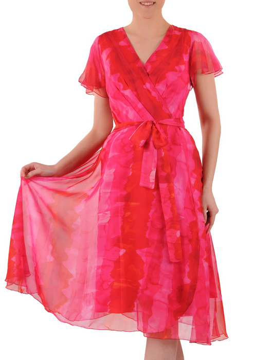 Sukienka kopertowa, zwiewna kreacja z szyfonu 35830