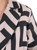 Elegancka sukienka rozkloszowana midi w beżowo-czarny wzór – kobiecy fason z paskiem akcentującym talię 38302