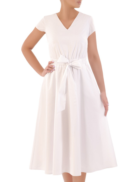 Bawełniana sukienka, wiosenna kreacja z gumką w pasie 32901