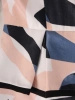Jesienna sukienka wizytowa midi w elegancki wzór – prosty krój z ozdobną baskinką 37659