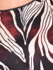 Wizytowa beżowa bluzka z długim rękawem w elegancki print – prosty krój z kobiecym dekoltem w łódkę 42100