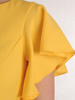 Sukienka wyjściowa, żółta kreacja z ozdobnymi falbanami 25107