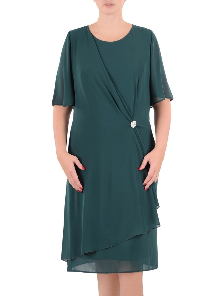 Elegancka sukienka wieczorowa rozkloszowana butelkowa zieleń – zwiewny fason pięknie modelujący sylwetkę 37073