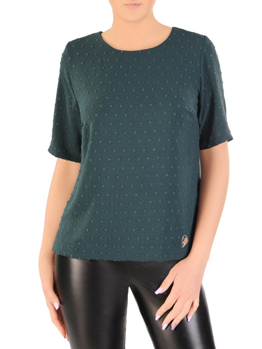 Zielona bluzka damska z wytłaczanej tkaniny 33452
