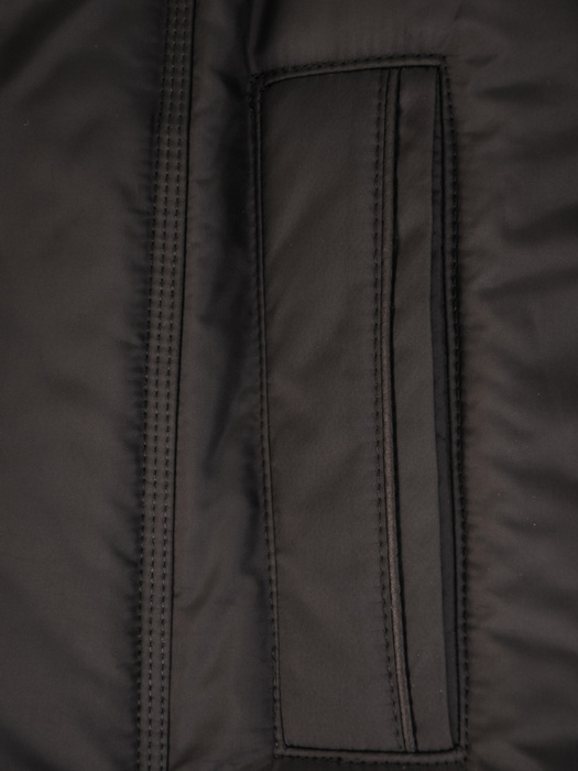 Czarny płaszcz damski z szerokim kołnierzem i odpinanym kapturem 30649
