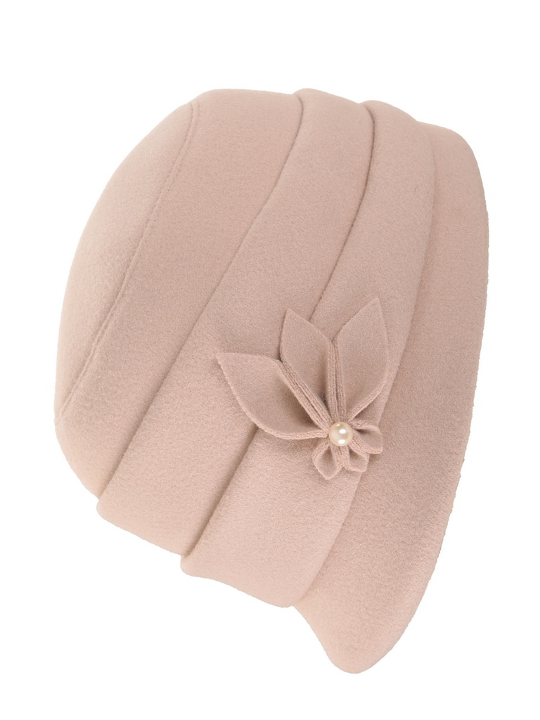 Elegancki kapelusz zimowy damski cloche beżowy – ciepły fason z regulacją obwodu 42428