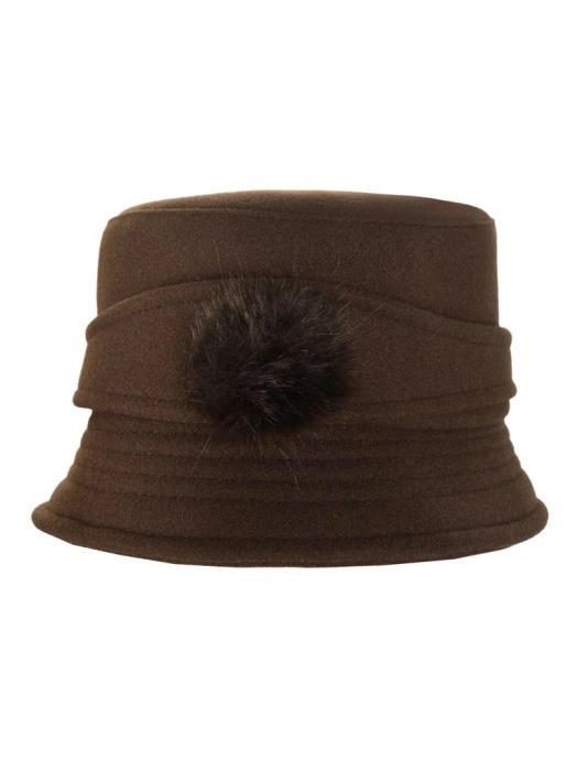 Elegancki kapelusz damski cloche w kolorze ciemnego brązu – ciepła ochrona przed chłodem z regulacją 42361