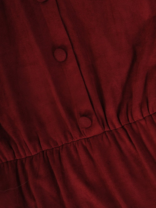 Wyszczuplająca sukienka z zamszowej dzianiny, bordowa kreacja maxi 23190