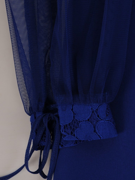 Chabrowa sukienka z bufiastymi rękawami z tiulu 22516