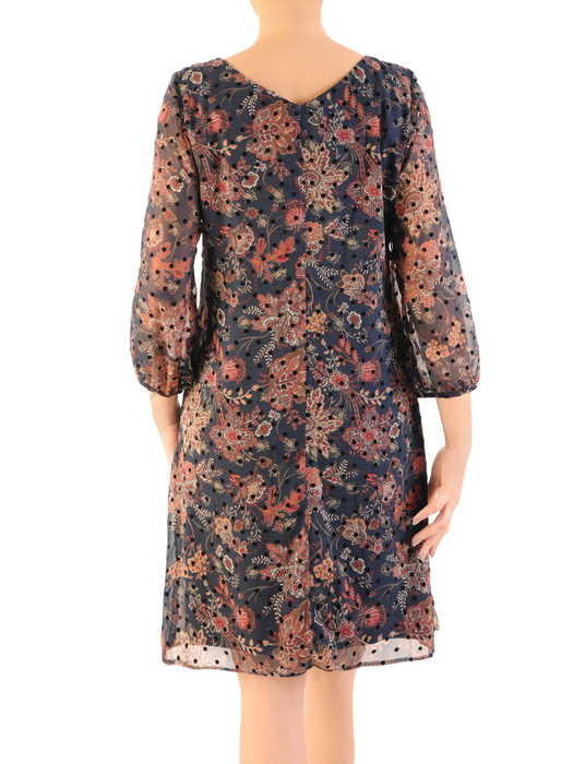 Luźna elegancka sukienka szyfonowa w kwiaty 34502
