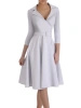 Popielata sukienka rozkloszowana midi z rękawem 3/4 – wysmuklające zaszewki i kieszenie 14900