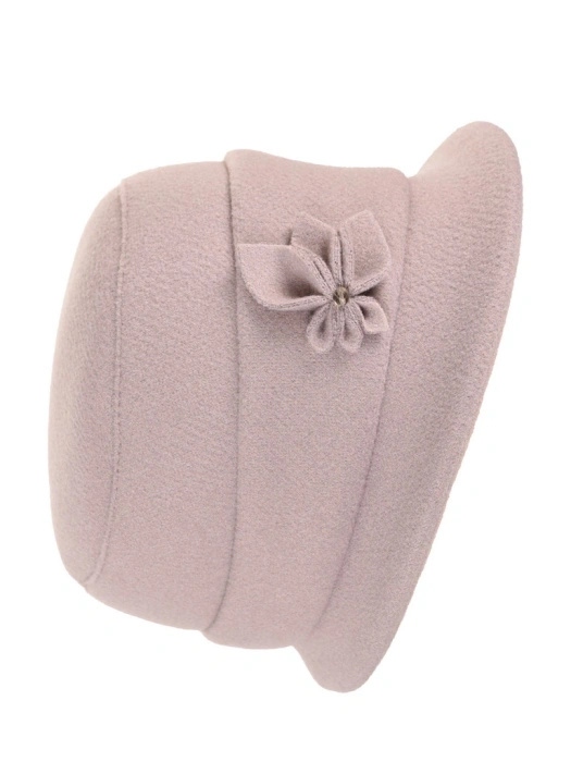 Elegancki kapelusz damski zimowy cloche szary – wywinięte rondo z ciepłą podszewką 42413