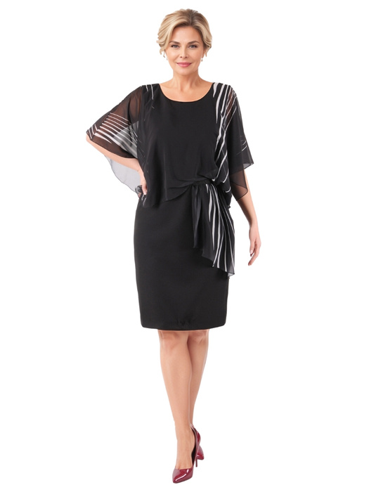 Sukienka koktajlowa, elegancka czarna sukienka w wyszczuplającym fasonie 39397