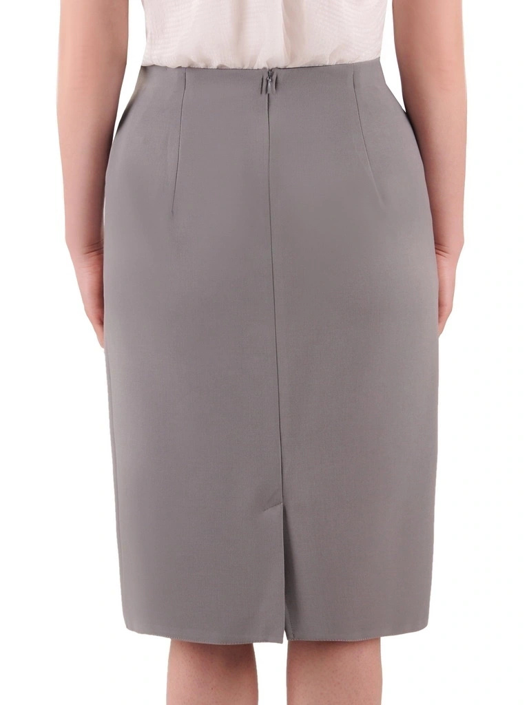 Elegancka spódnica midi o prostym kroju szara – kobiecy fason z rozcięciem modelujący sylwetkę 35631