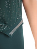 Sukienka wyjściowa, zielona kreacja z łączonych tkanin 33279