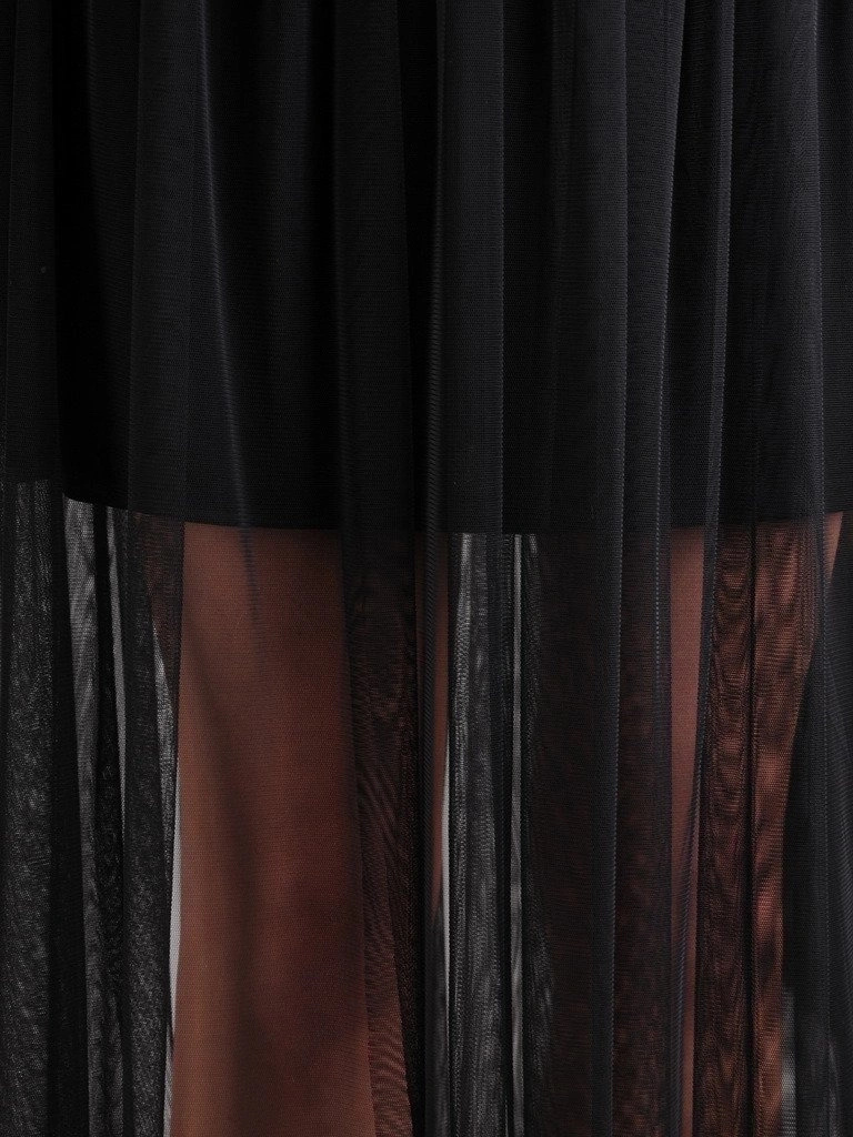 Elegancki czarny komplet damski ze spódnicą maxi – prosty krój z ozdobnym dekoltem 12608