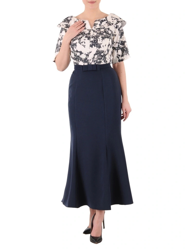 Elegancka suknia wieczorowa maxi w kwiaty – fason syrenka pięknie modelujący sylwetkę 39370
