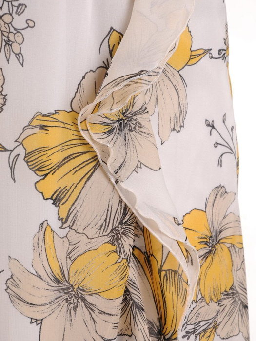 Sukienka koktajlowa, szyfonowa kreacja w kwiaty 25606