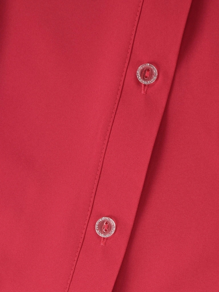 Malinowa koszula plus size z kołnierzykiem i rękawem 3/4 – prosty fason dyskretnie maskujący niedoskonałości 38942