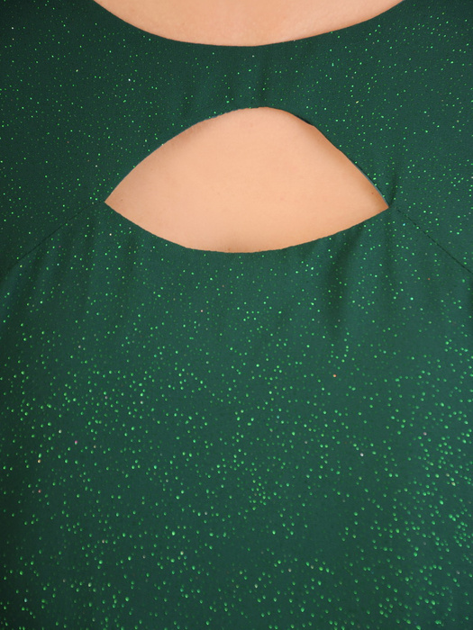 Trapezowa sukienka damska z brokatowym zdobieniem 33673