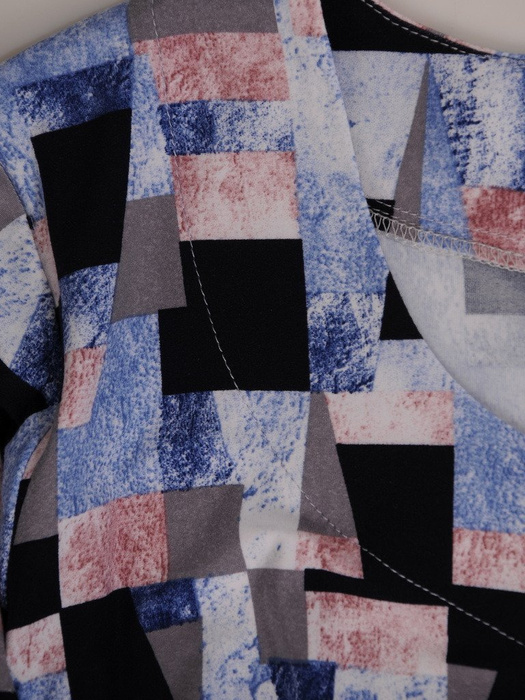 Plisowana sukienka w geometrycznym wzorze, kreacja z bawełny 19897