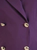 Elegancka fioletowa sukienka żakietowa midi – fason syrenka z ozdobnymi guzikami i falbaną 34847