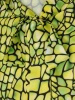Wizytowa bluzka damska z długim rękawem w zielony print – prosty fason z wiązaną kokardą 35717