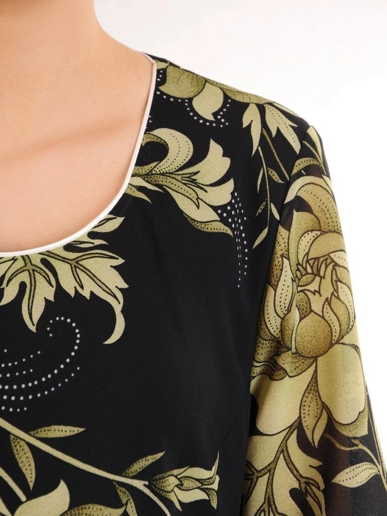 Wizytowy komplet damski z sukienką maxi w kwiaty – elegancki żakiet wysmuklający sylwetkę 29884